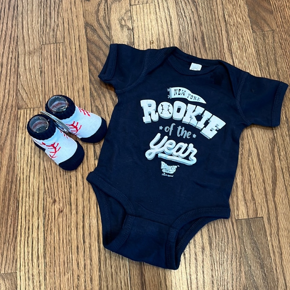 NWT Newborn Baseball Onesie and Socks